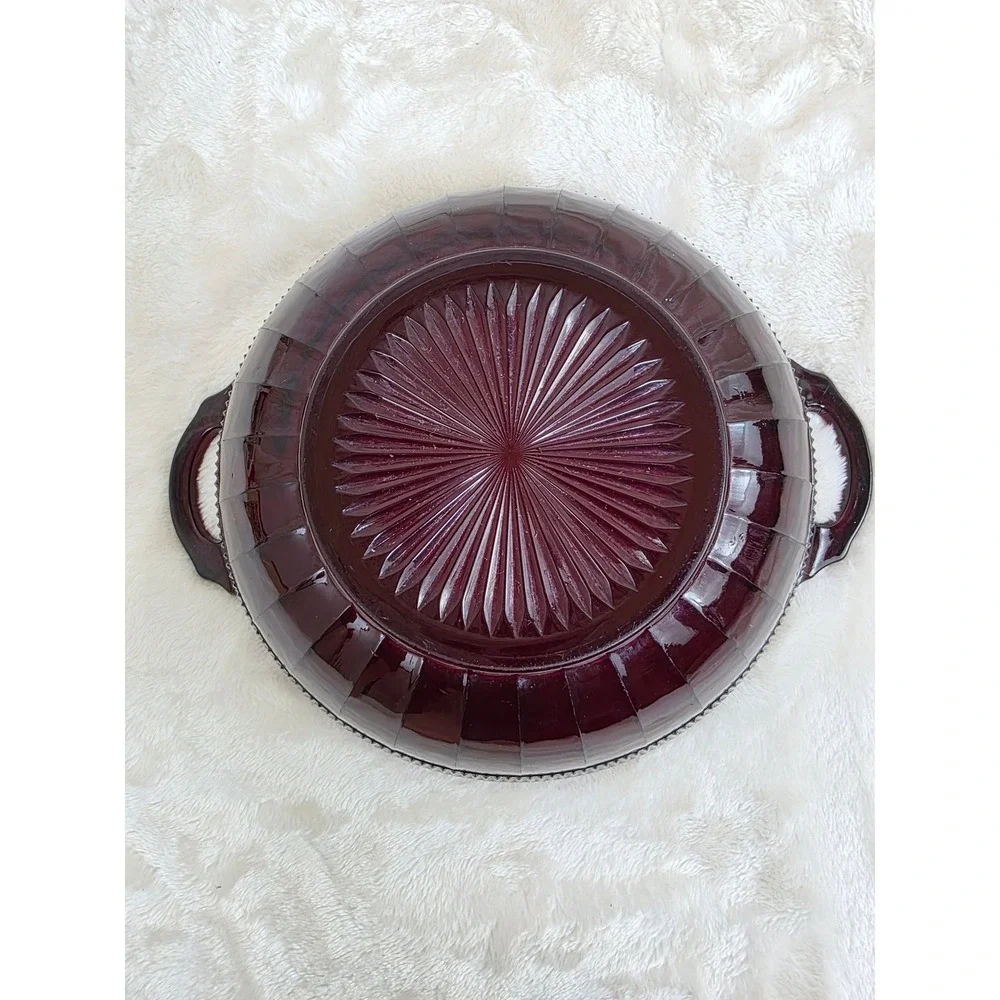 Rare Vintage Anchor Hocking Coronation Royal Ruby Large Handled Fruit‎ Bowl